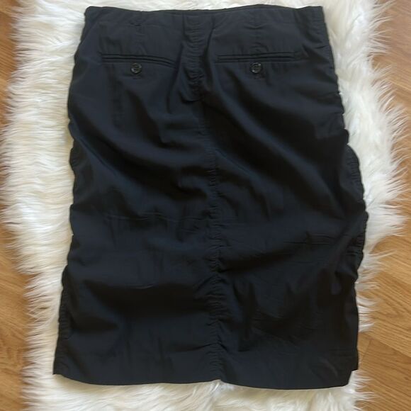 Theory Skirt Ruched Utility Black Pencil Size 4 - Picture 7 of 7